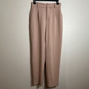 Zara Dusty Pink High Rise Trousers Size S Pleated Dress Pants Business Casual